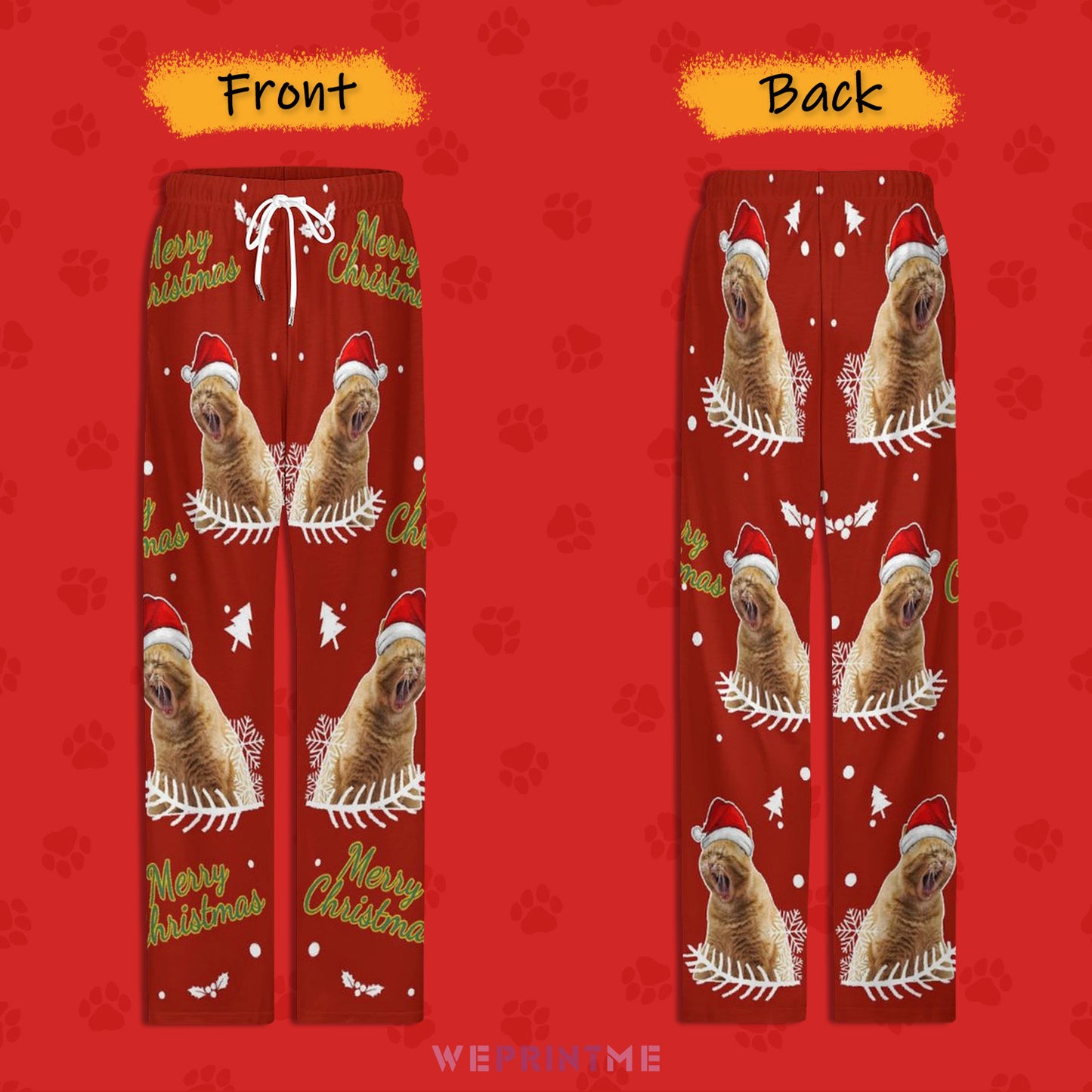 Custom Pet Happy Christmas Pajama Pants - WEPRINTME