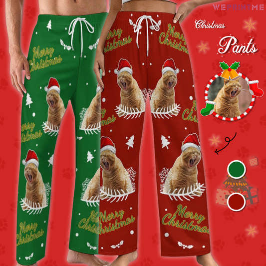 Custom Pet Happy Christmas Pajama Pants - WePrintMe