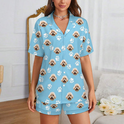 Custom Pet Paws Women's Short Pajama Set-WEPRINTME-2