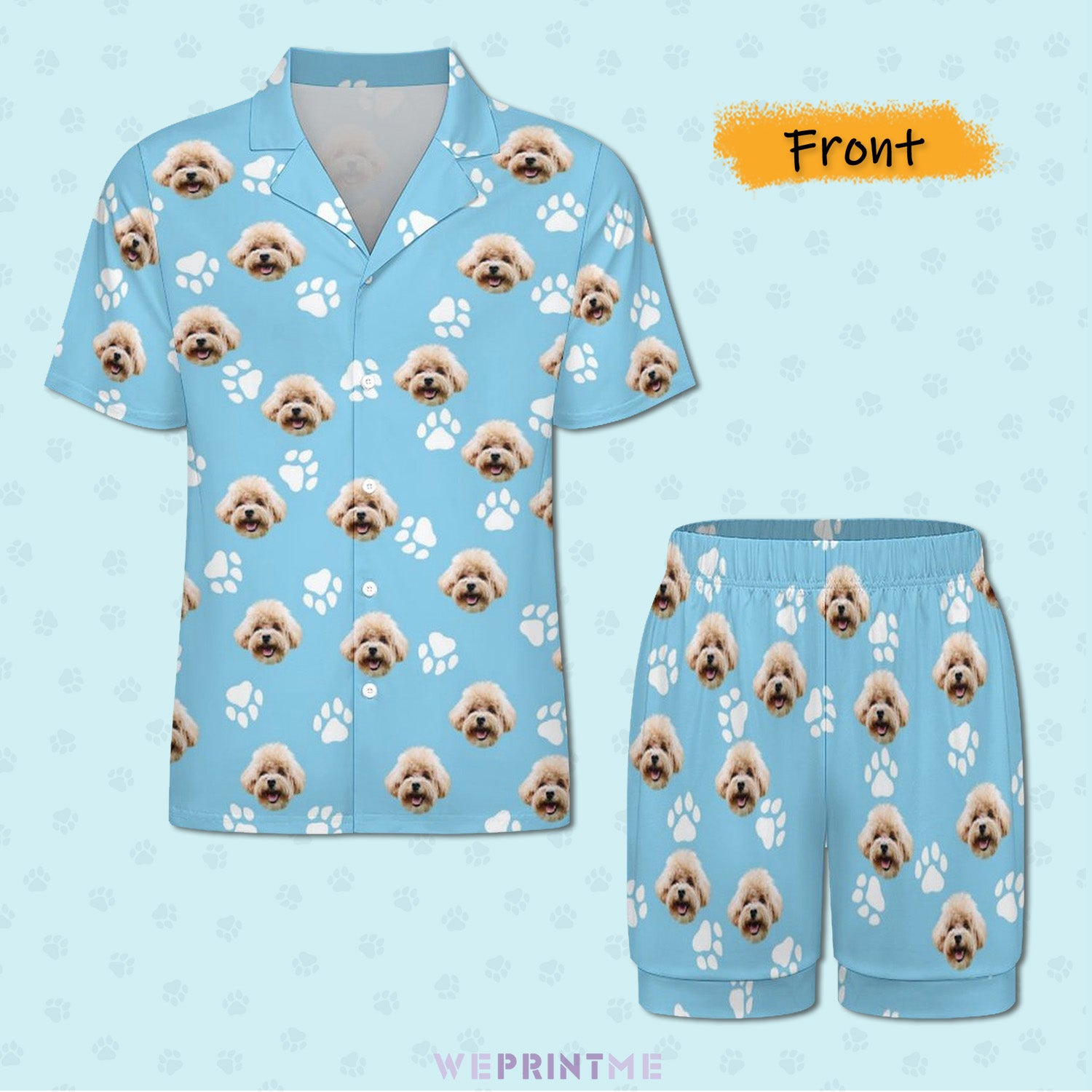 Custom Pet Paws Women's Short Pajama Set-WEPRINTME-3