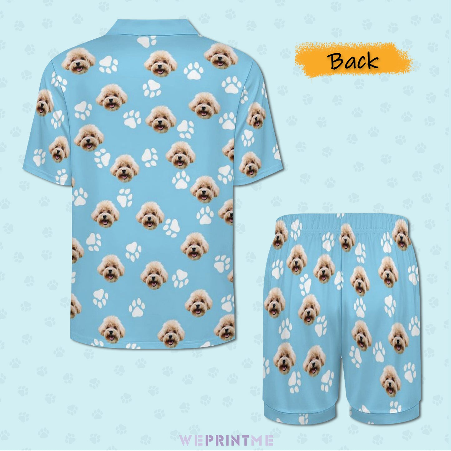 Custom Pet Paws Women's Short Pajama Set-WEPRINTME-4