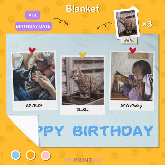 Custom Pet Photo 3 Moments Fleece Blanket-WEPRINTME-1