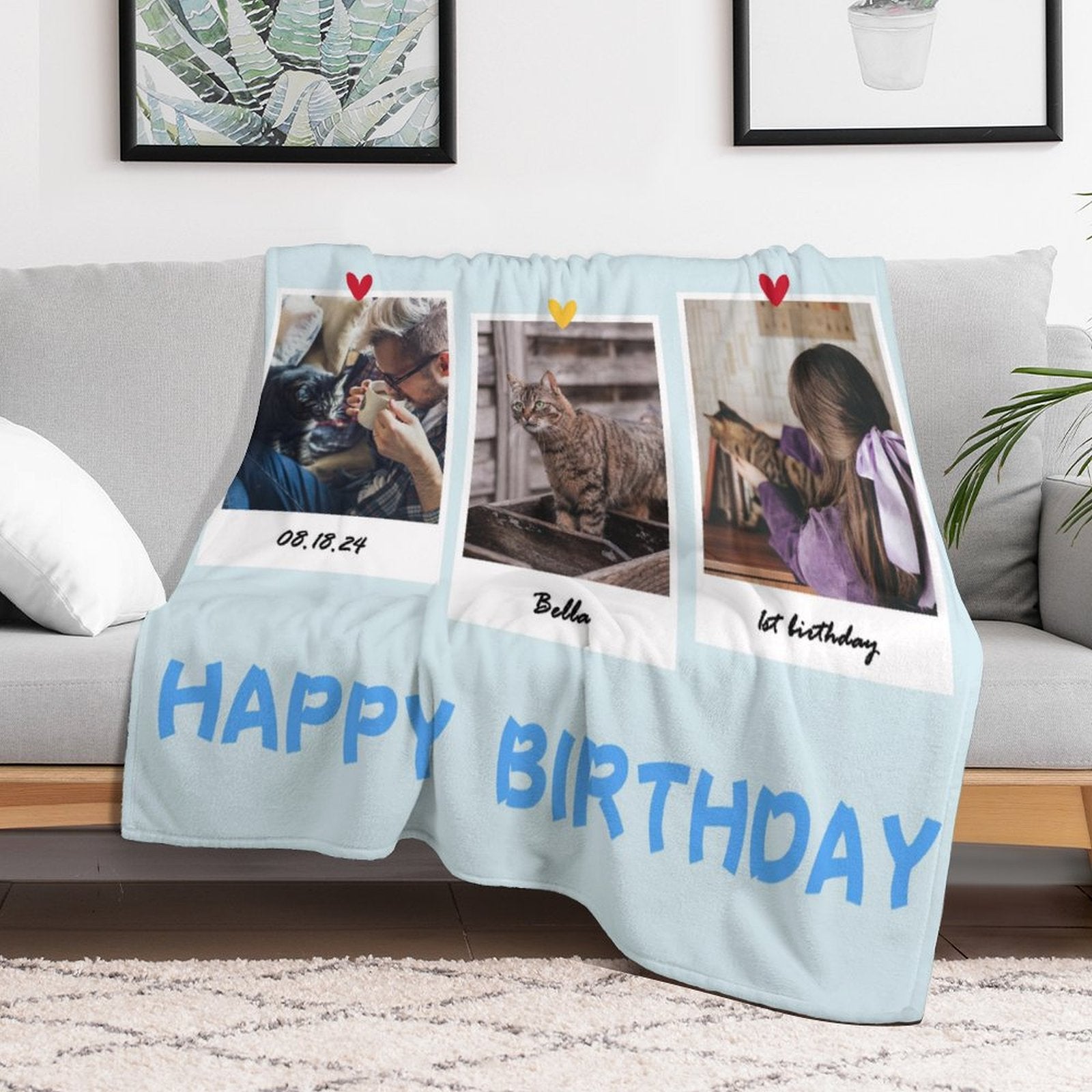 Custom Pet Photo 3 Moments Fleece Blanket-WEPRINTME-2