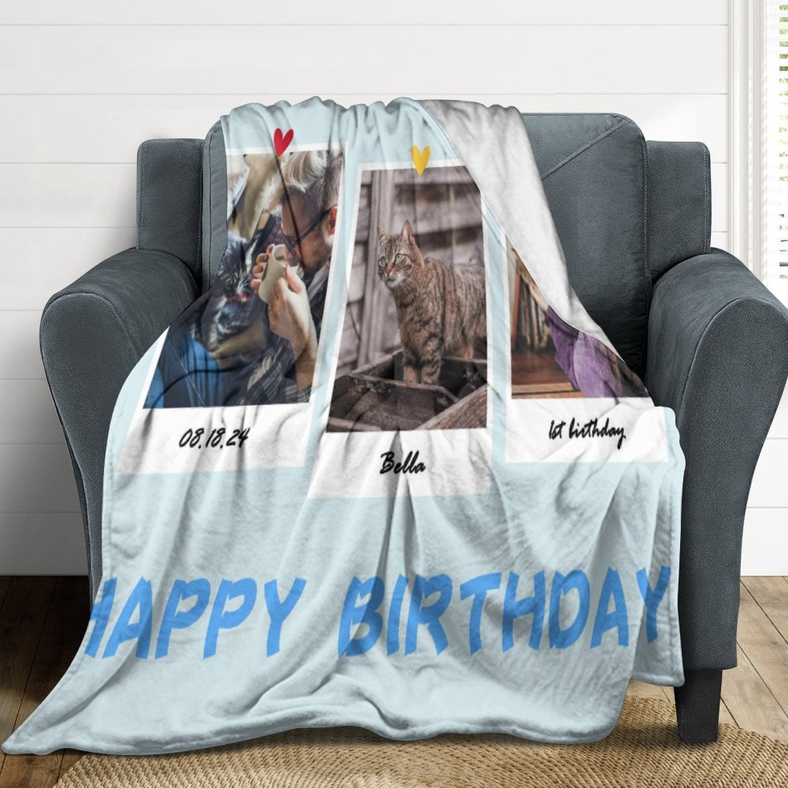 Custom Pet Photo 3 Moments Fleece Blanket-WEPRINTME-3