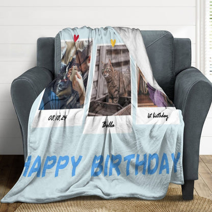 Custom Pet Photo 3 Moments Fleece Blanket-WEPRINTME-3