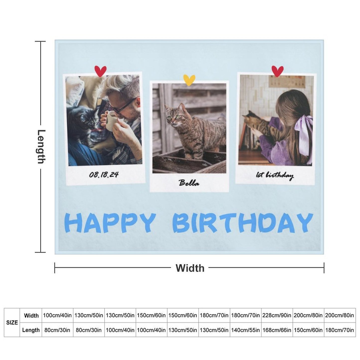 Custom Pet Photo 3 Moments Fleece Blanket-WEPRINTME-6