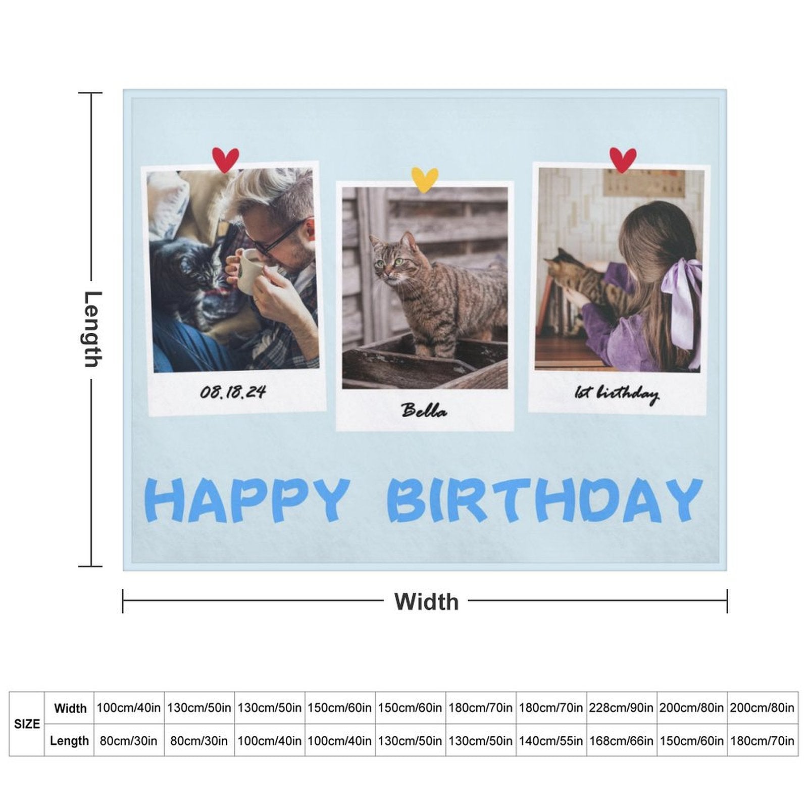 Custom Pet Photo 3 Moments Fleece Blanket-WEPRINTME-6