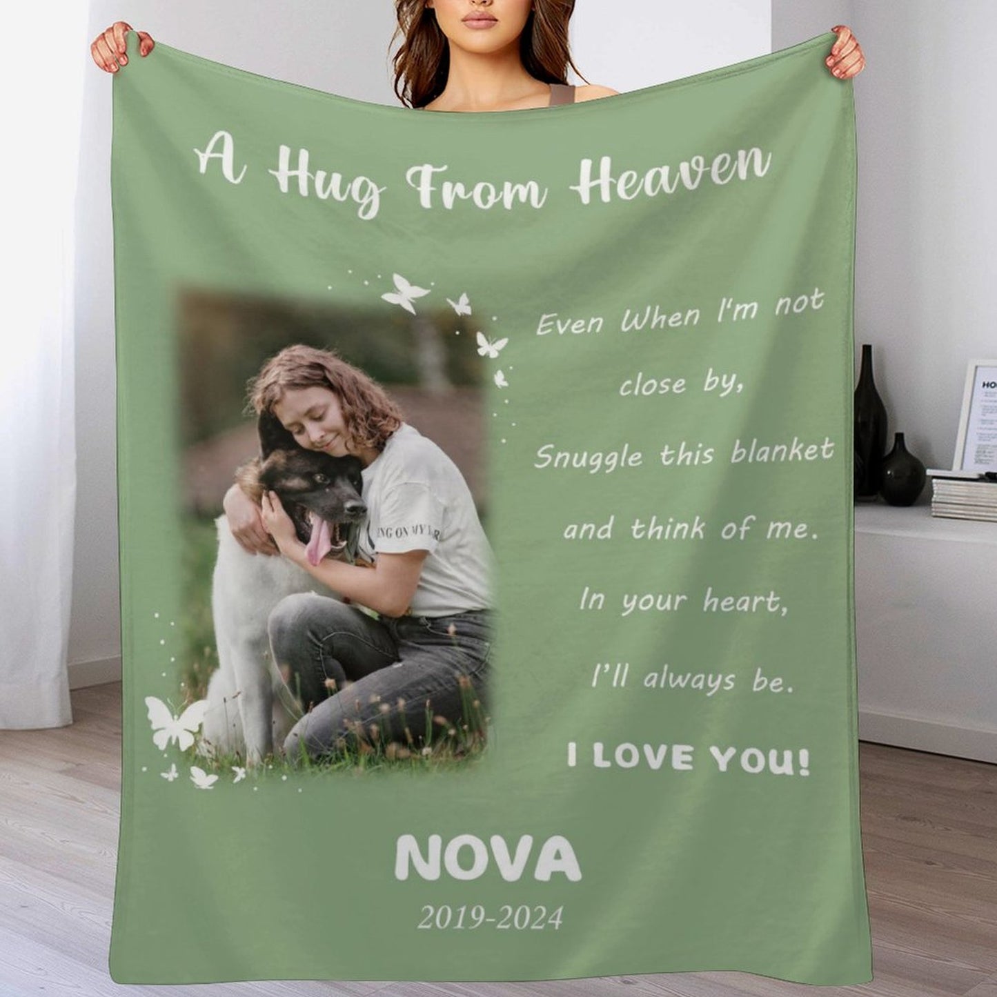 Custom Pet Photo Blanket A Hug from Heaven Blanket-WEPRINTME-2