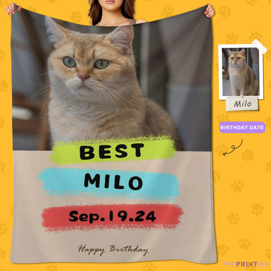 Custom Pet Photo Blanket Best Day Ever Birthday Blanket-WEPRINTME-