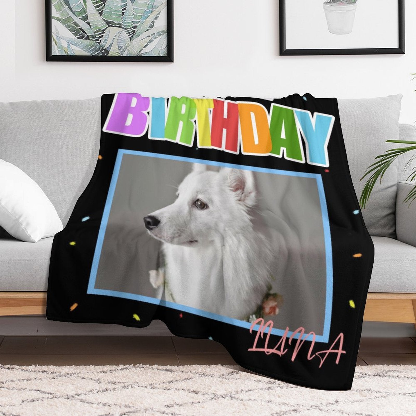 Custom Pet Photo Blanket Happy Birthday Blanket-WEPRINTME-13