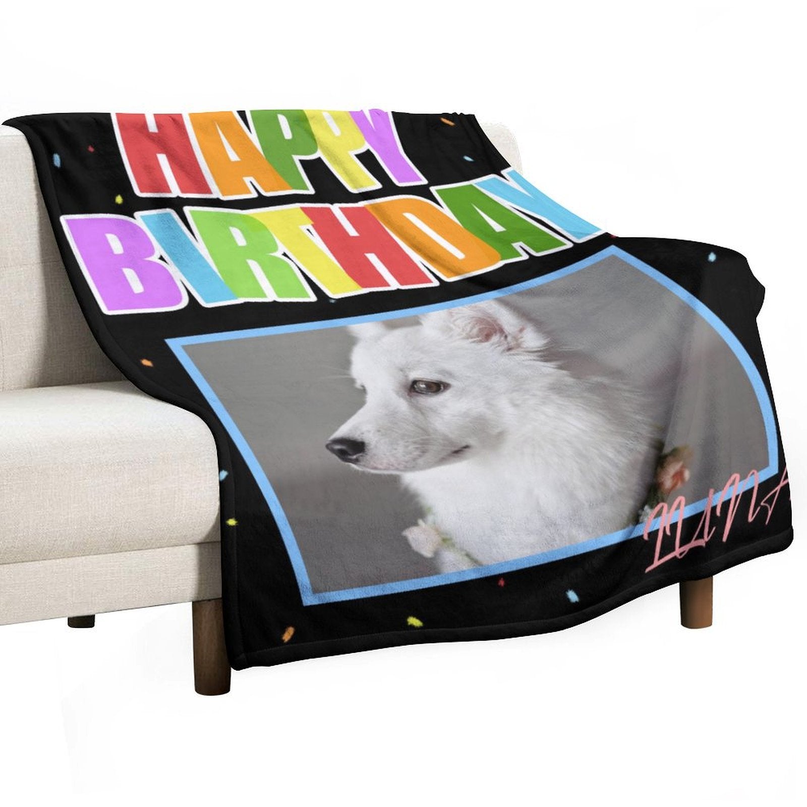 Custom Pet Photo Blanket Happy Birthday Blanket-WEPRINTME-14