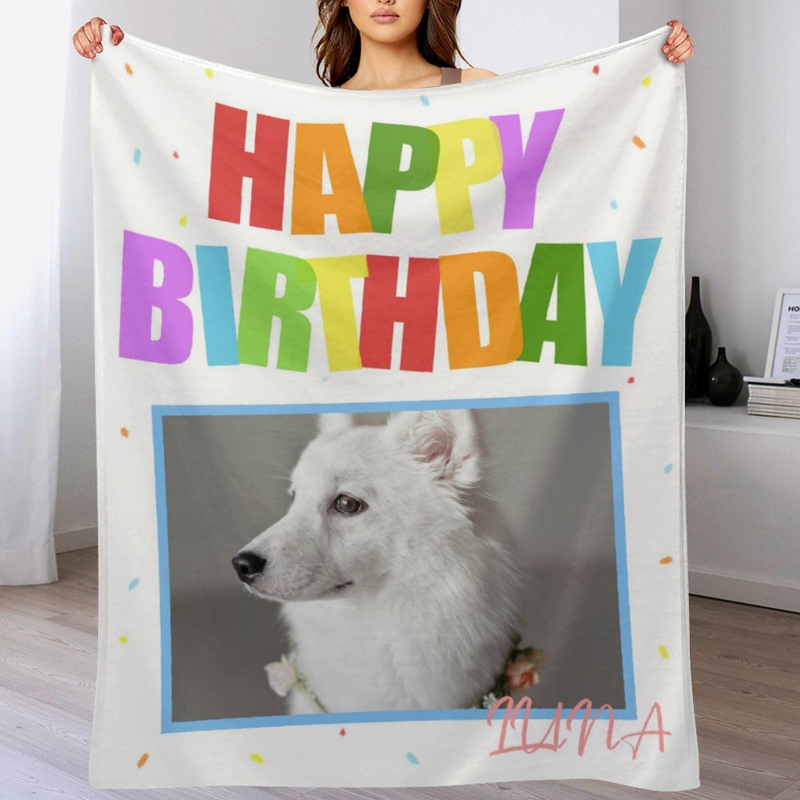 Custom Pet Photo Blanket Happy Birthday Blanket-WEPRINTME-2
