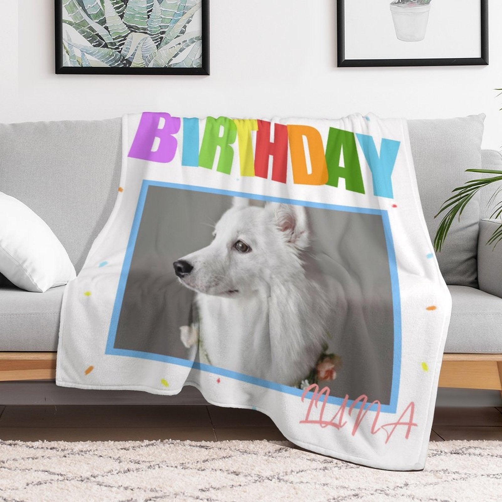 Custom Pet Photo Blanket Happy Birthday Blanket-WEPRINTME-3