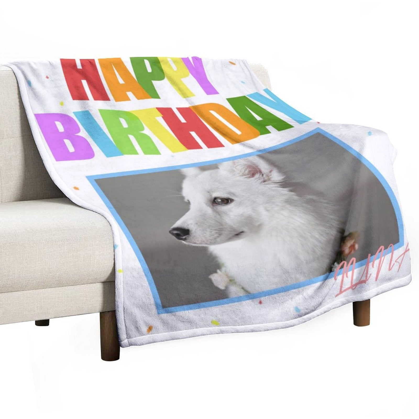 Custom Pet Photo Blanket Happy Birthday Blanket-WEPRINTME-4
