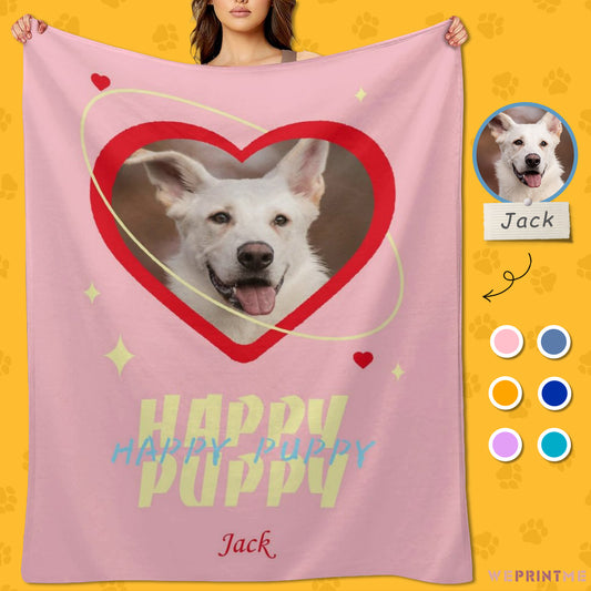 Custom Pet Photo Blanket Happy Puppy Blanket-WEPRINTME-1