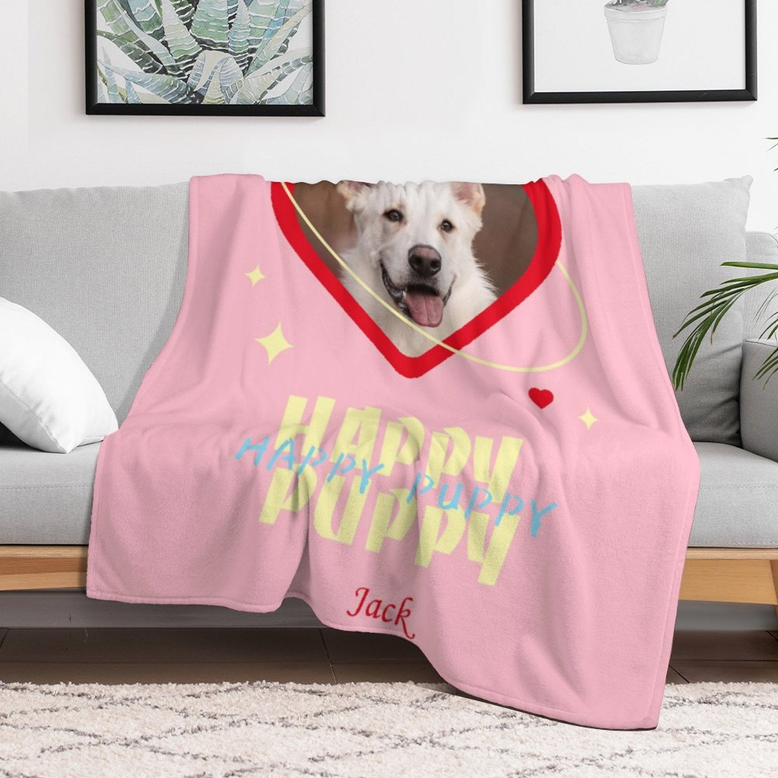 Custom Pet Photo Blanket Happy Puppy Blanket-WEPRINTME-3