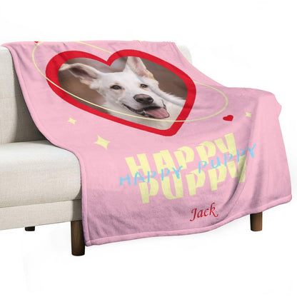 Custom Pet Photo Blanket Happy Puppy Blanket-WEPRINTME-4