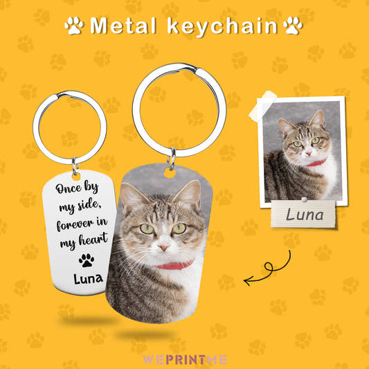 Custom Pet Photo Forever in Heart Metal Keychain-WePrintMe-1
