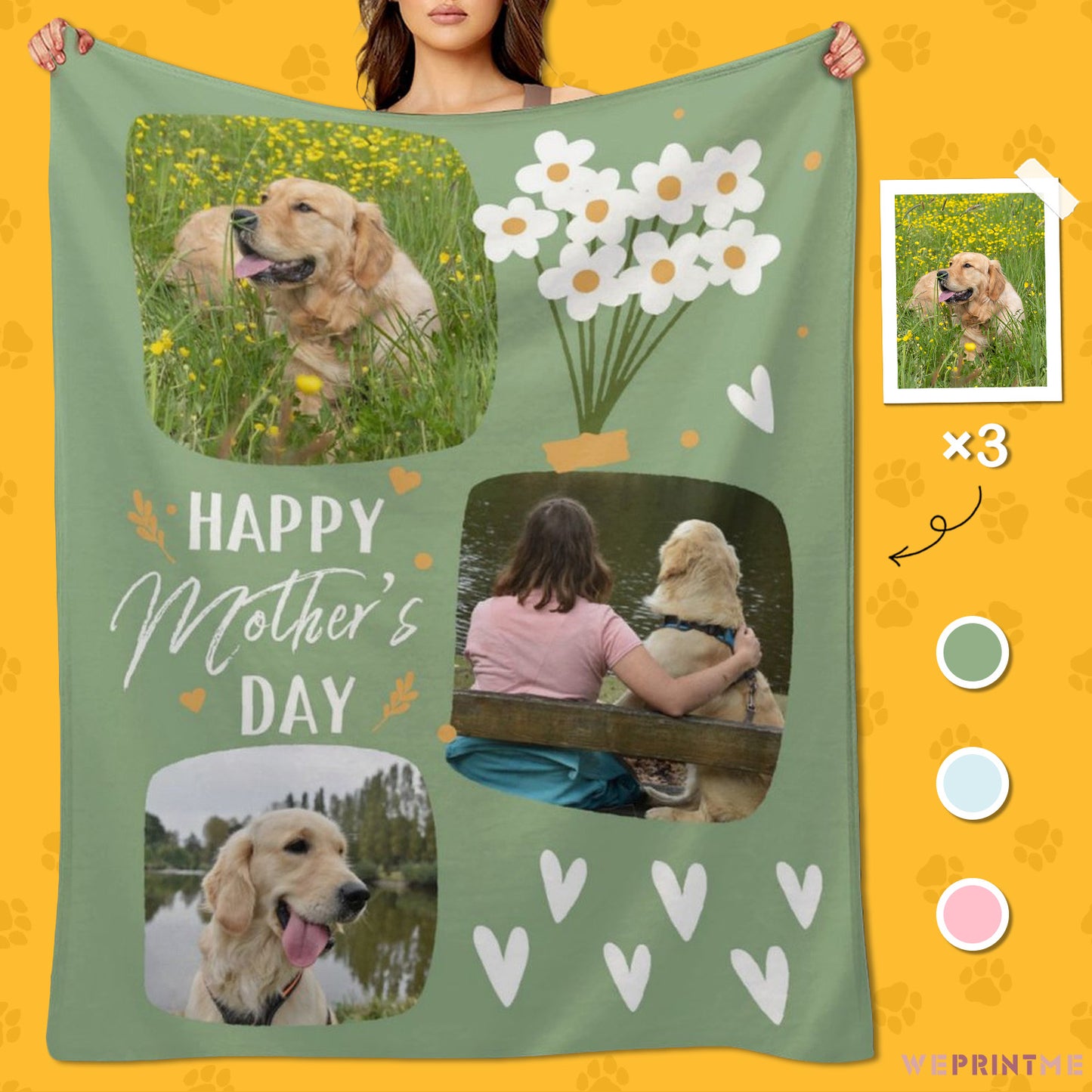 Custom Pet Photo Happy Mother's Day Fleece Blanket-WEPRINTME-1