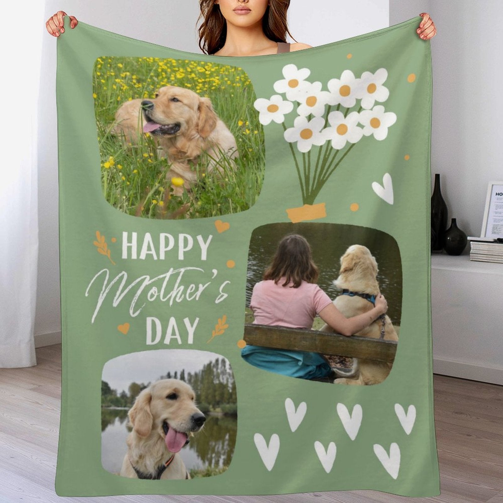 Custom Pet Photo Happy Mother's Day Fleece Blanket-WEPRINTME-2
