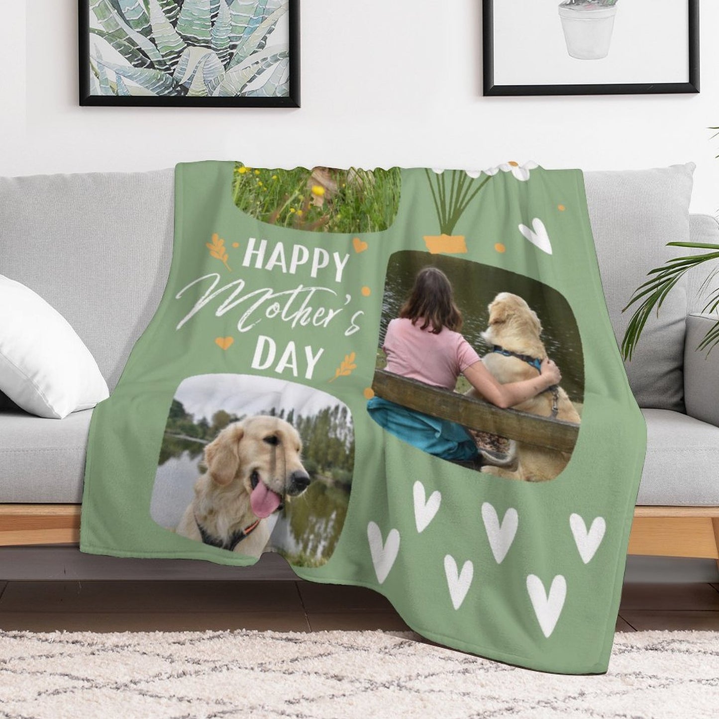 Custom Pet Photo Happy Mother's Day Fleece Blanket-WEPRINTME-3