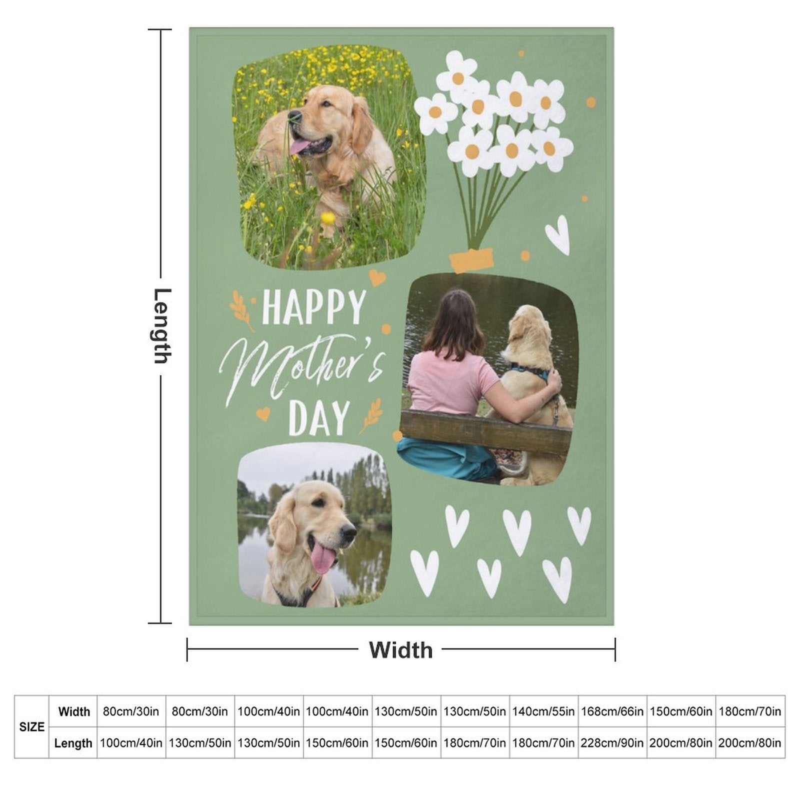 Custom Pet Photo Happy Mother's Day Fleece Blanket-WEPRINTME-7