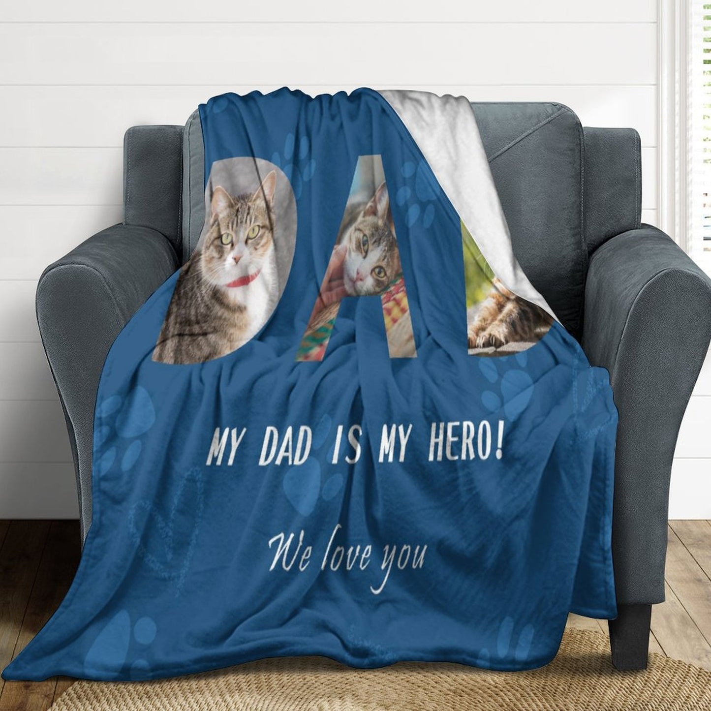 Custom Pet Photo Mom Dad Fleece Blanket-WEPRINTME-3