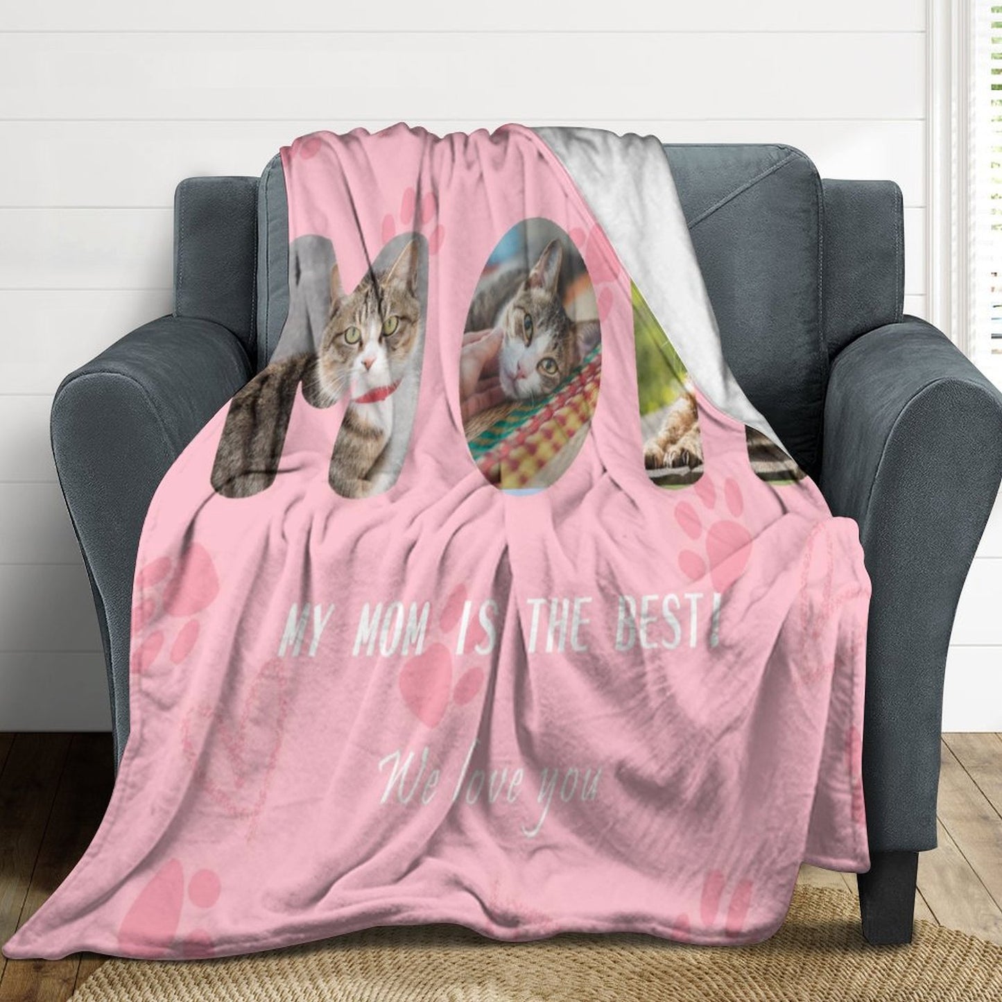 Custom Pet Photo Mom Dad Fleece Blanket-WEPRINTME-9