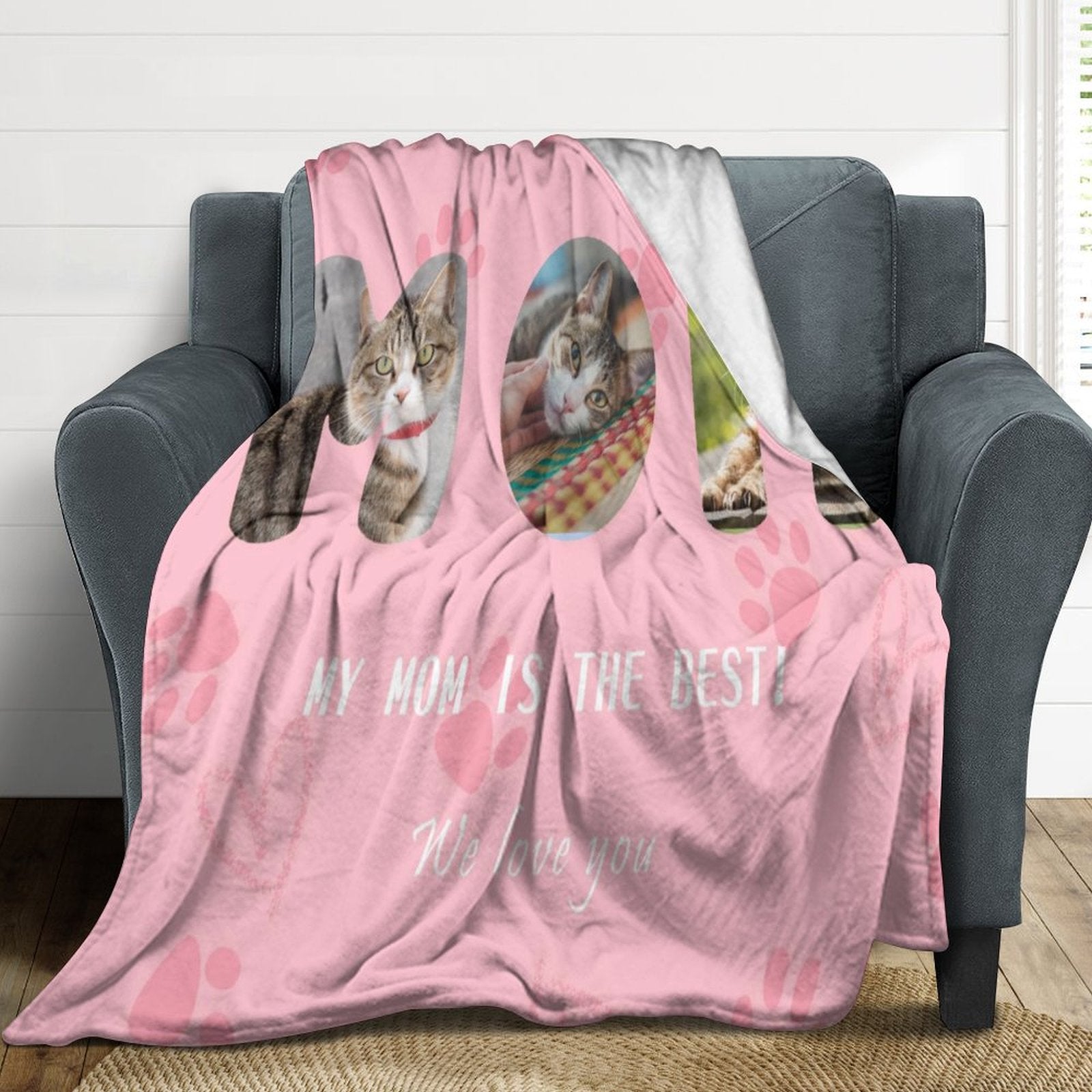 Custom Pet Photo Mom Dad Fleece Blanket-WEPRINTME-9