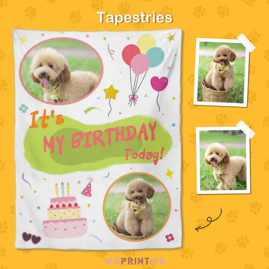 Custom Pet Photo Tapestries Birthday Today Tapestries-WePrintMe-1