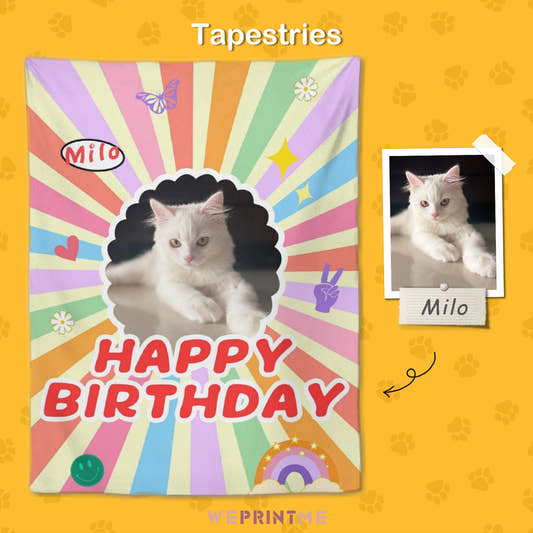 Custom Pet Photo Tapestries Colorful Birthday Tapestries-WePrintMe-1