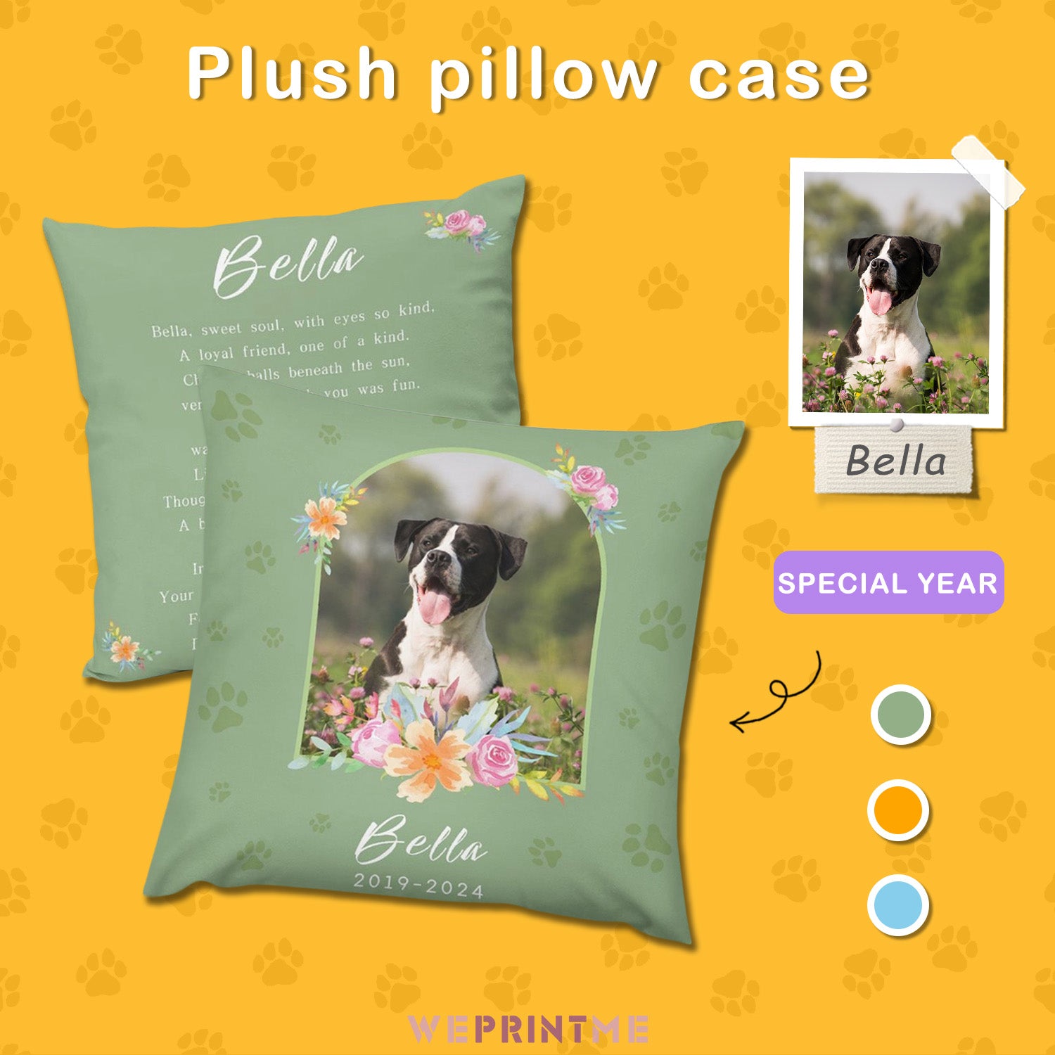 Custom Pet Photo Words to You Pillow Case-WEPRINTME-1