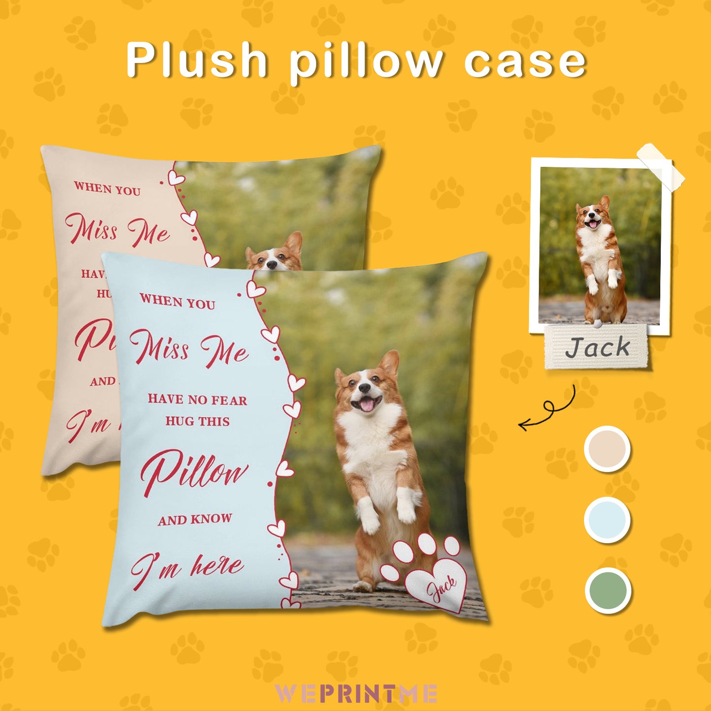 Custom Pet Photo and Name Hug Pillow as Me Pillow Case-WEPRINTME-1