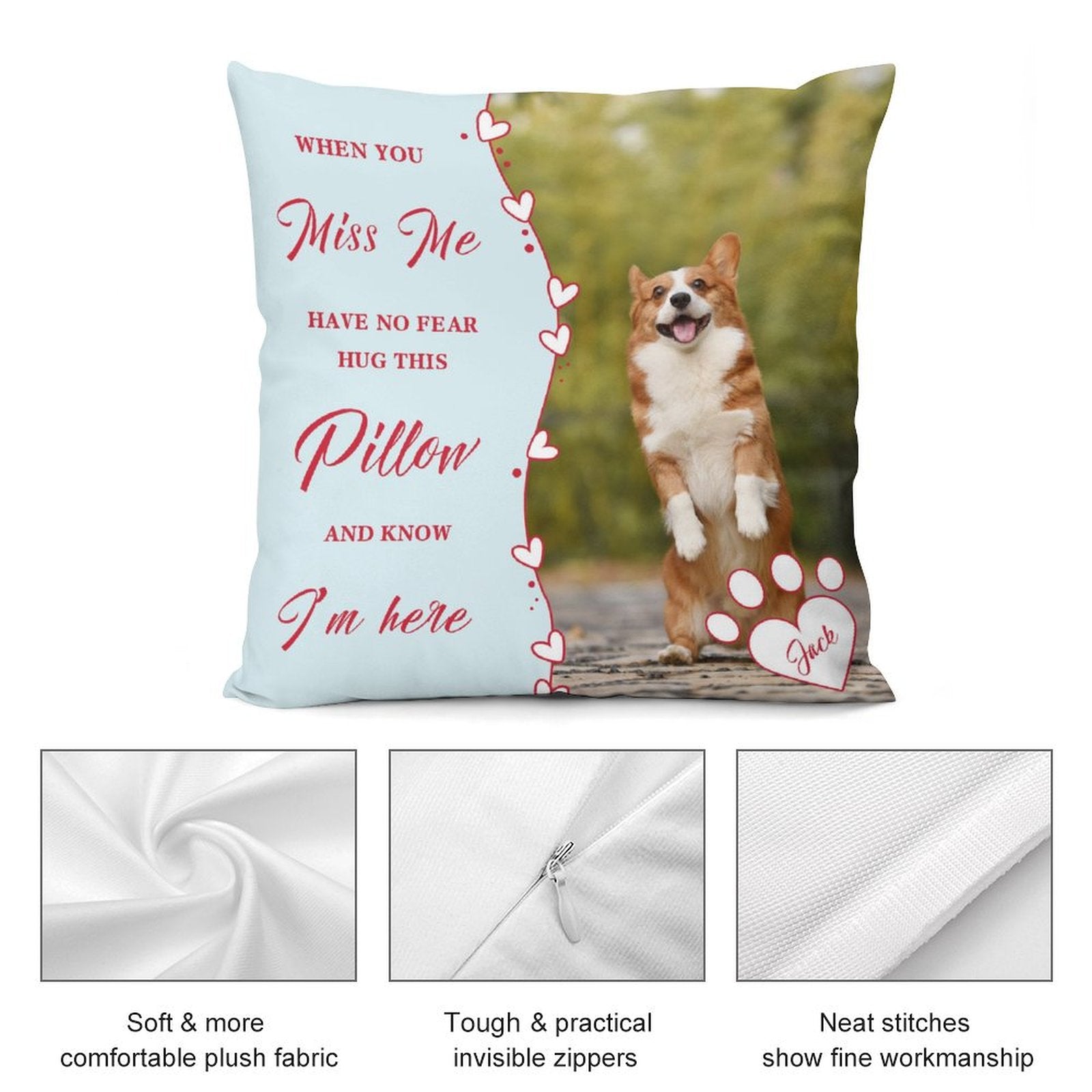 Custom Pet Photo and Name Hug Pillow as Me Pillow Case-WEPRINTME-7