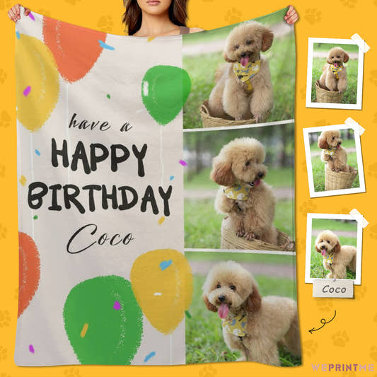 Custom Pet Photos Blanket Happy Birthday Blanket-WePrintMe-1