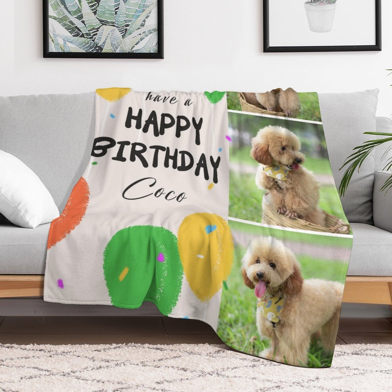 Custom Pet Photos Blanket Happy Birthday Blanket-WEPRINTME-3