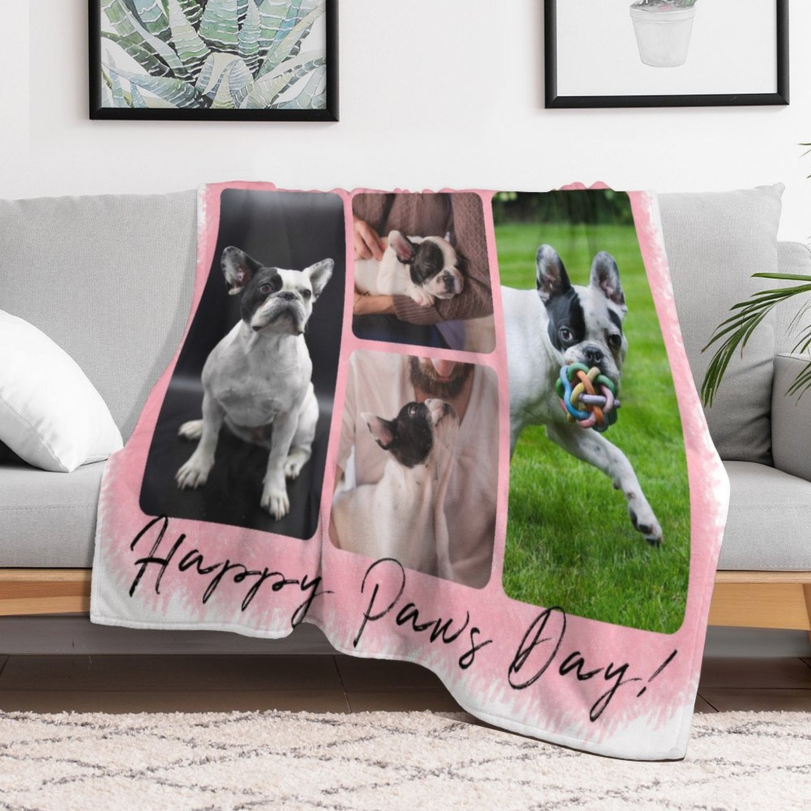 Custom Pet Photos Happy Paws Day Fleece Blanket-WEPRINTME-2