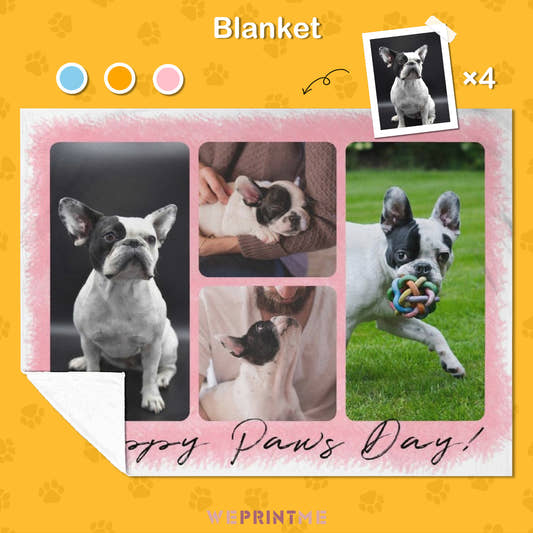 Custom Pet Photos Happy Paws Day Fleece Blanket-WePrintMe-1