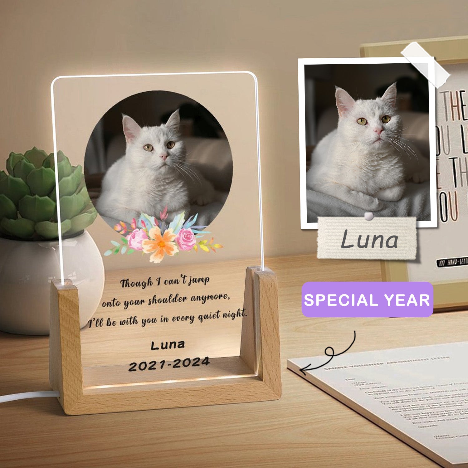 Custom Pet Photos With You Every Night Memorial Acrylic Night Light-WEPRINTME-1