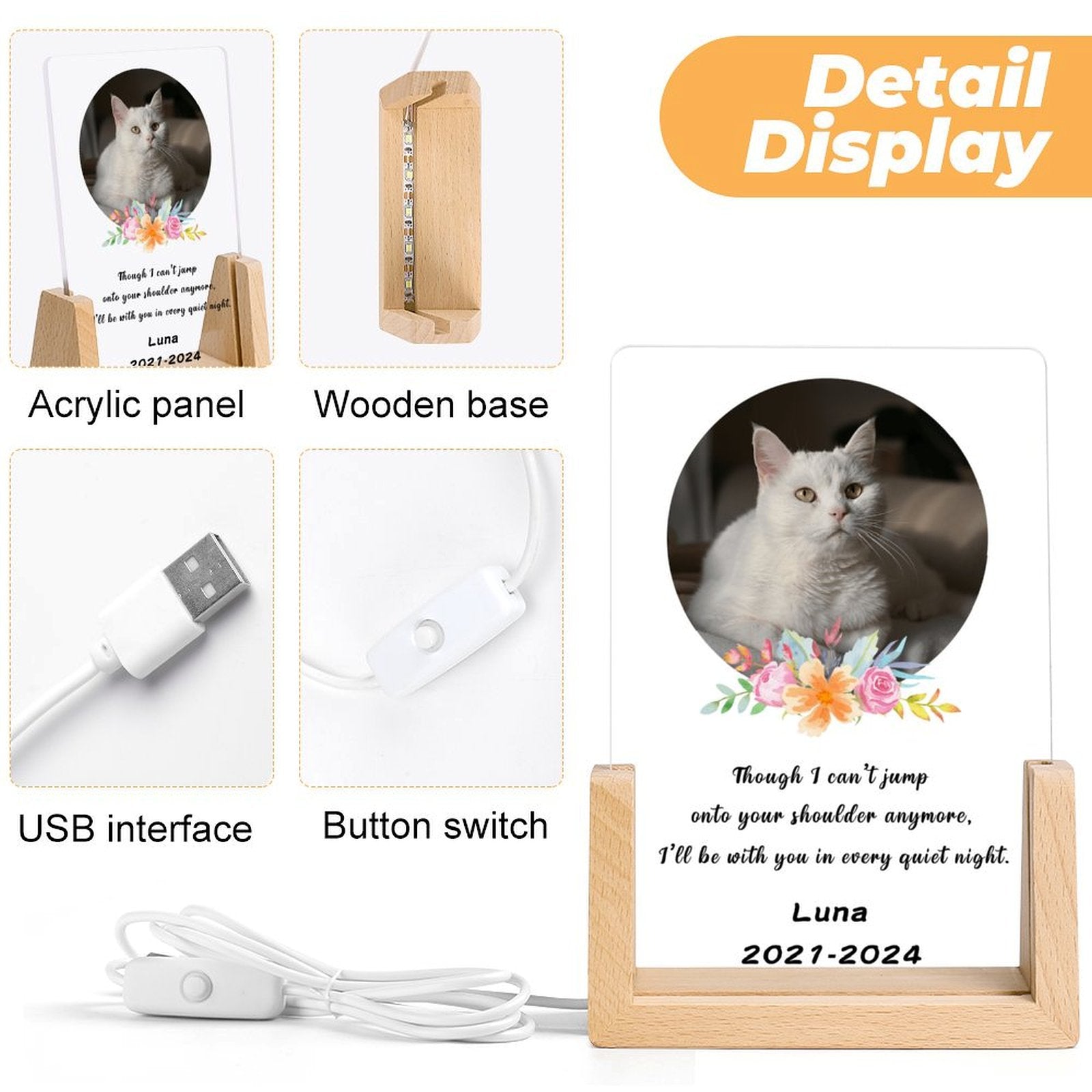 Custom Pet Photos With You Every Night Memorial Acrylic Night Light-WEPRINTME-6