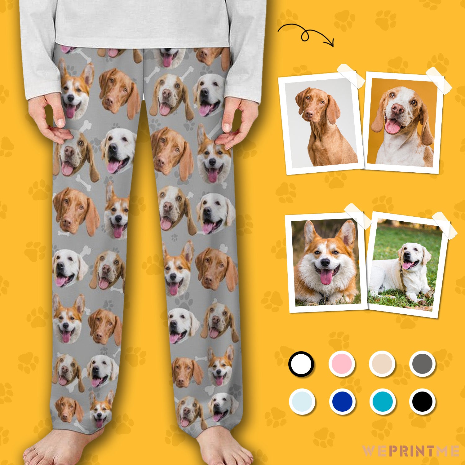 Custom Pet Kids Pants Paws Pajama Pants-Main-WEPRINTME