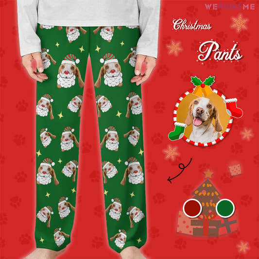 Custom Pet Face Santa Pants for Kids-Main-WePrintMe
