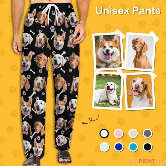 Custom Pet Face Pants Dogs or Cats Face Unisex Pajama Pants-Dog-WePrintMe