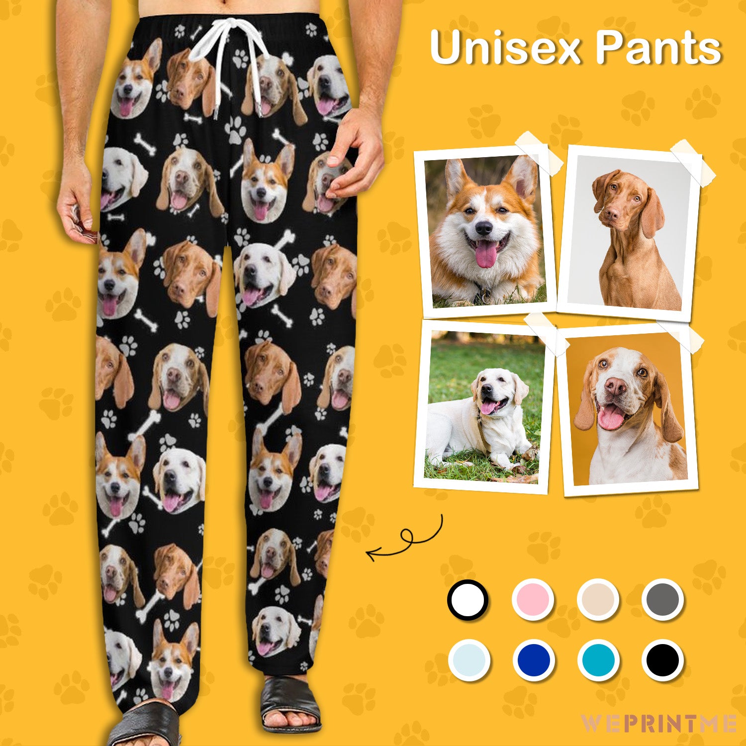 Custom Pet Face Pants Dogs or Cats Face Unisex Pajama Pants-Dog-WEPRINTME