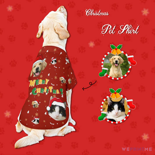 Personalized Pet Face Merry Christmas Pets Shirts-WePrintMe-1