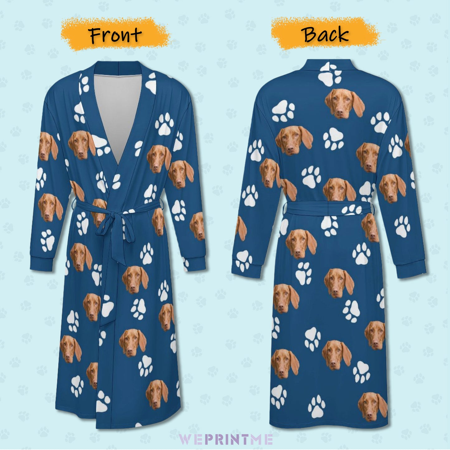 Custom Pet Face Paws Adult Robe (Unisex)-13