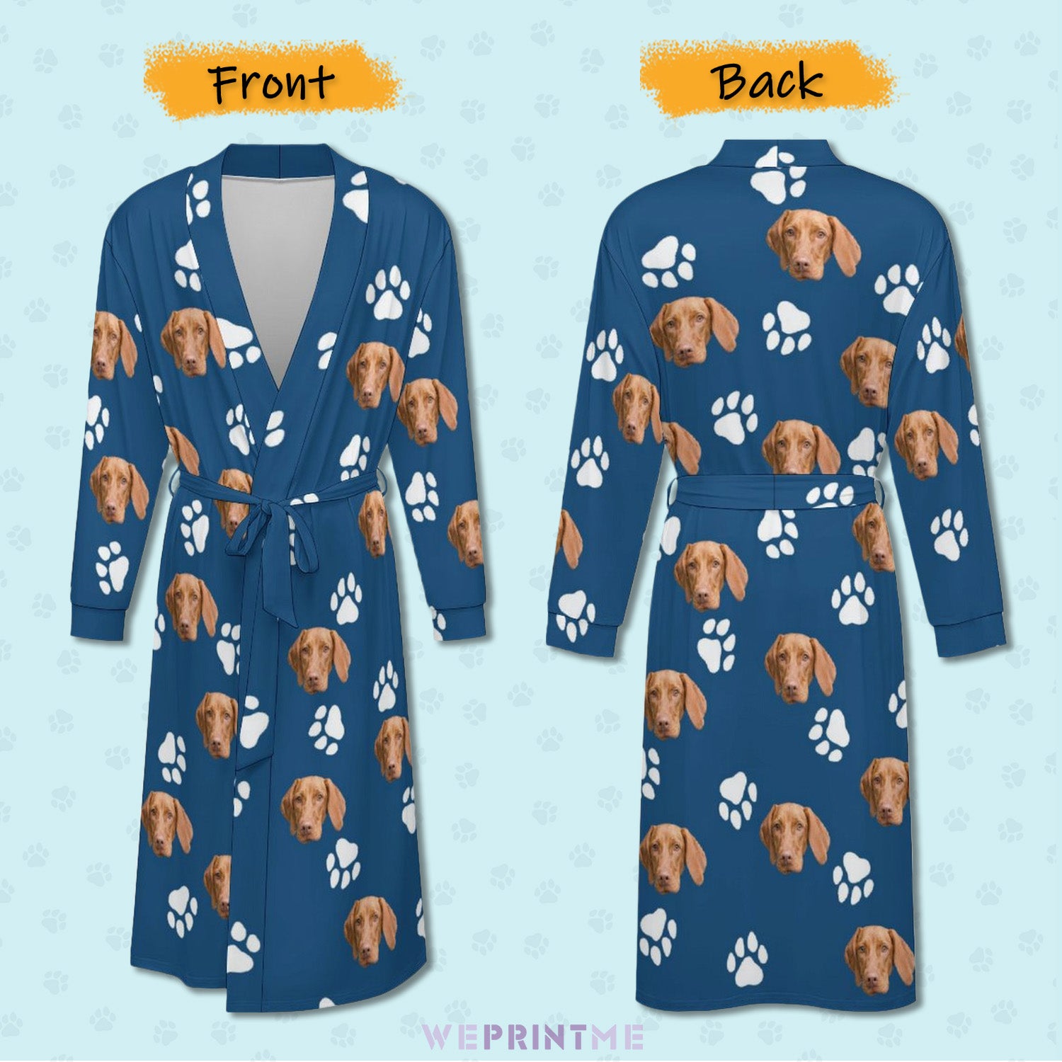 Custom Pet Face Paws Adult Robe (Unisex)-13