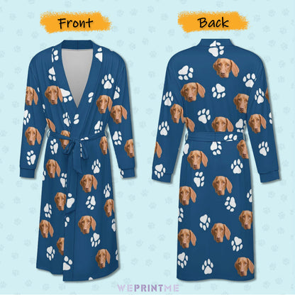 Custom Pet Face Paws Adult Robe (Unisex)-13