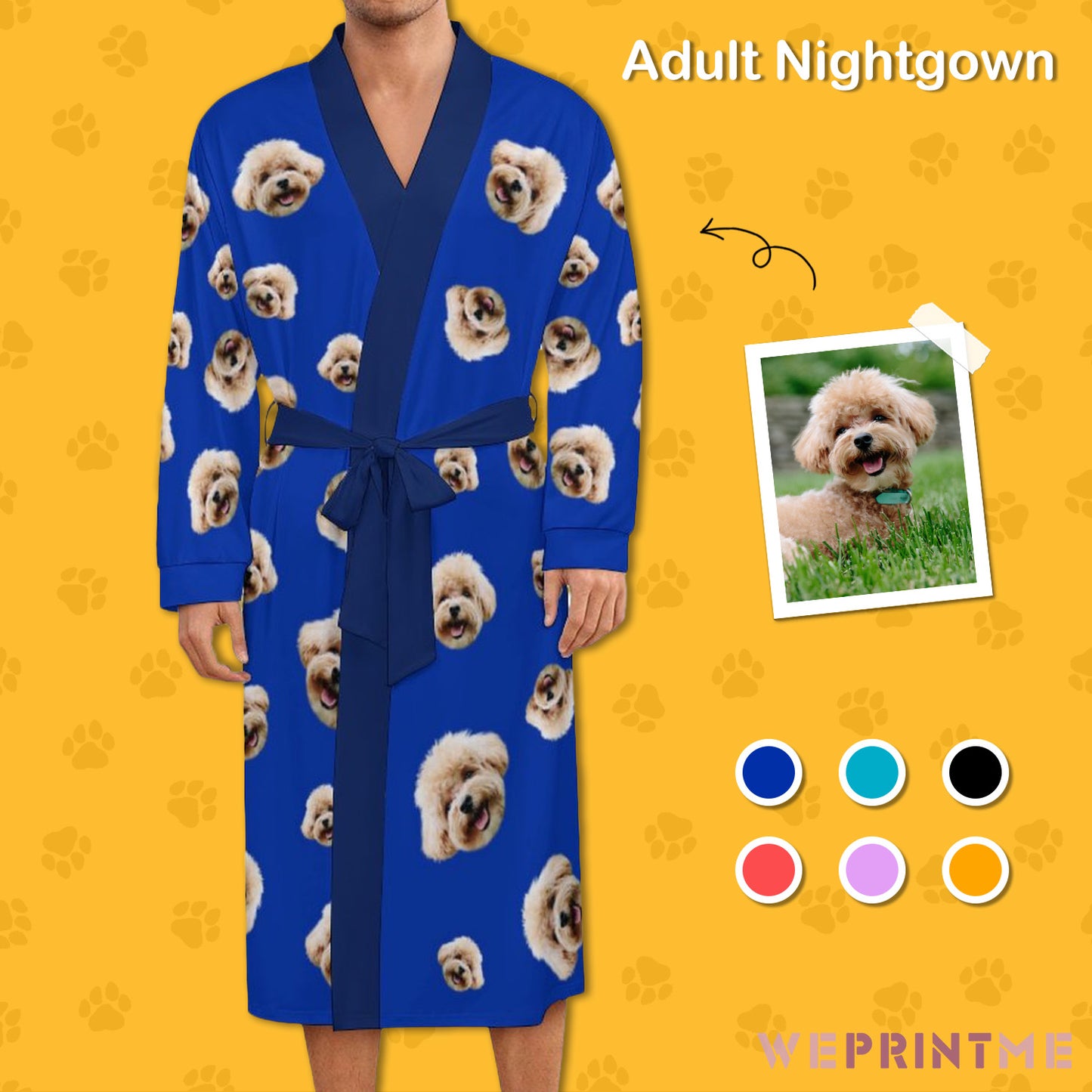 Custom Pet Face Everywhere Adult Robe-1