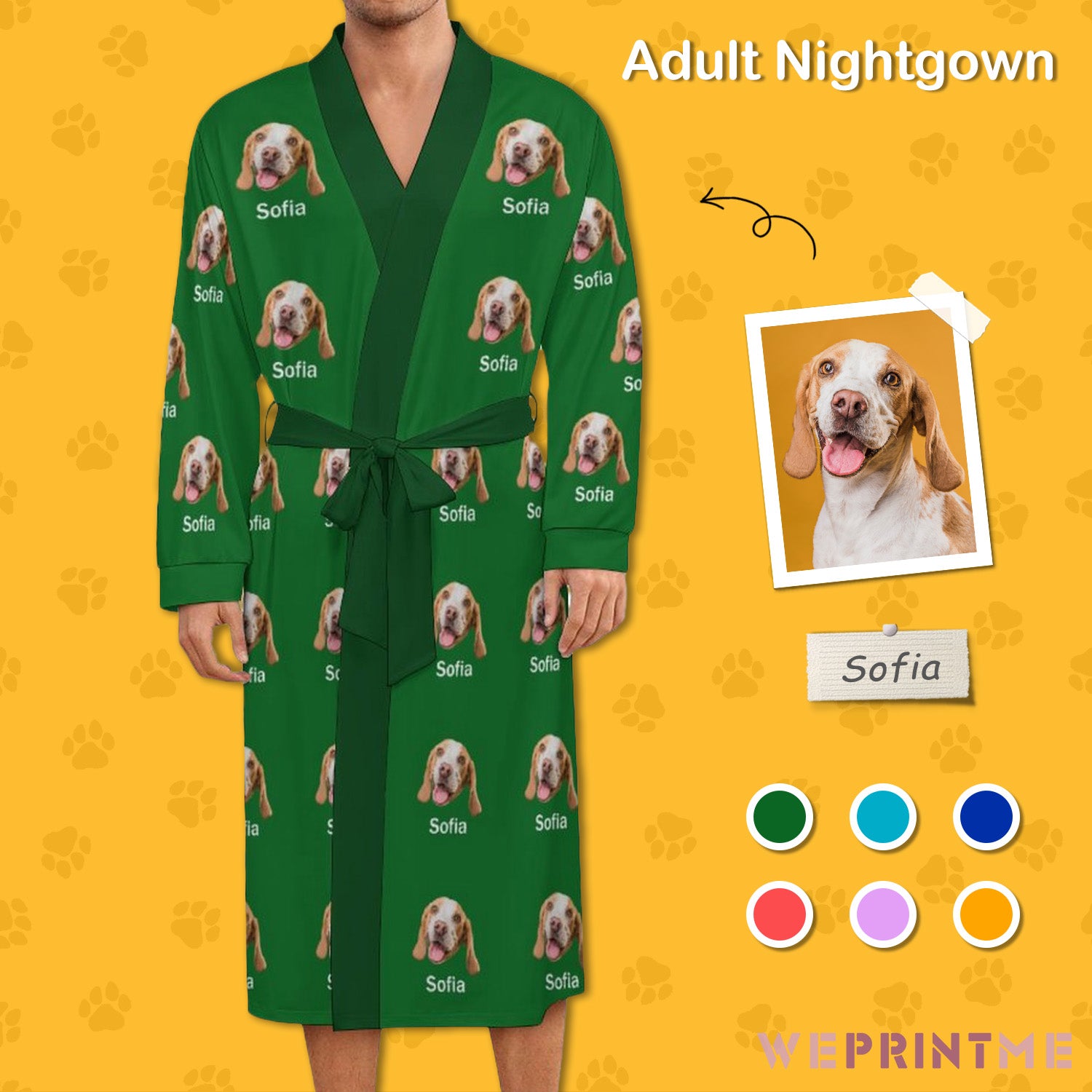 Custom Pet Face and Name Adult Robe (Unisex)-1